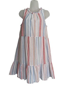 Women’s beachlunchlounge Sleeveless Tiered Stripe Dress Lined Size Medium